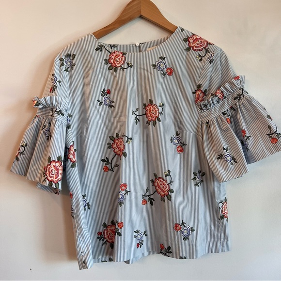 H&M Floral Blue Blouse Size 12 - Picture 1 of 3